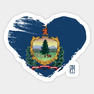 U.S. State - I Love Vermont - Vermont Flag Sticker